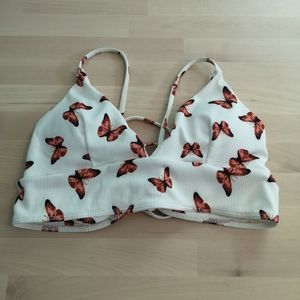 Butterfly lace up bikini top